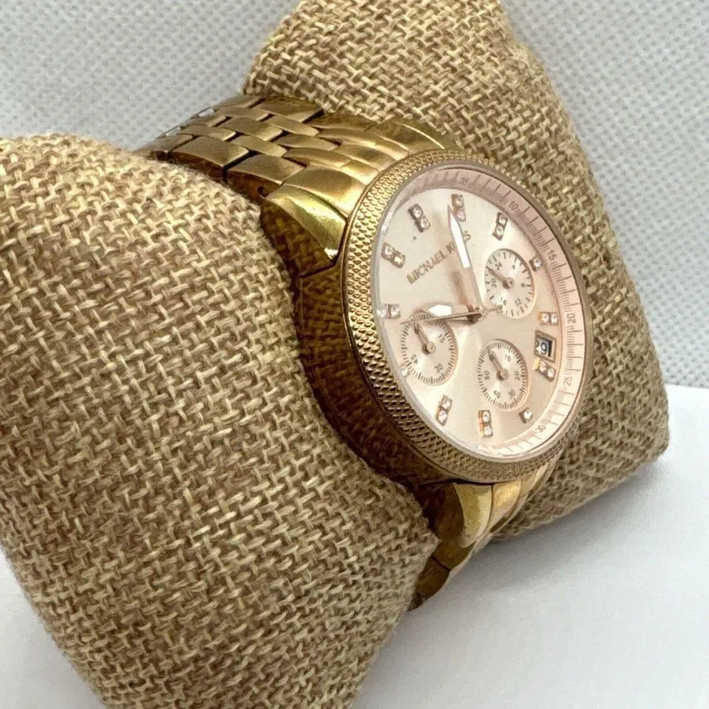 Michael Kors Ritz MK6077 Women's Rose Gold Analog Dial Quartz Wrist Watch JNA295